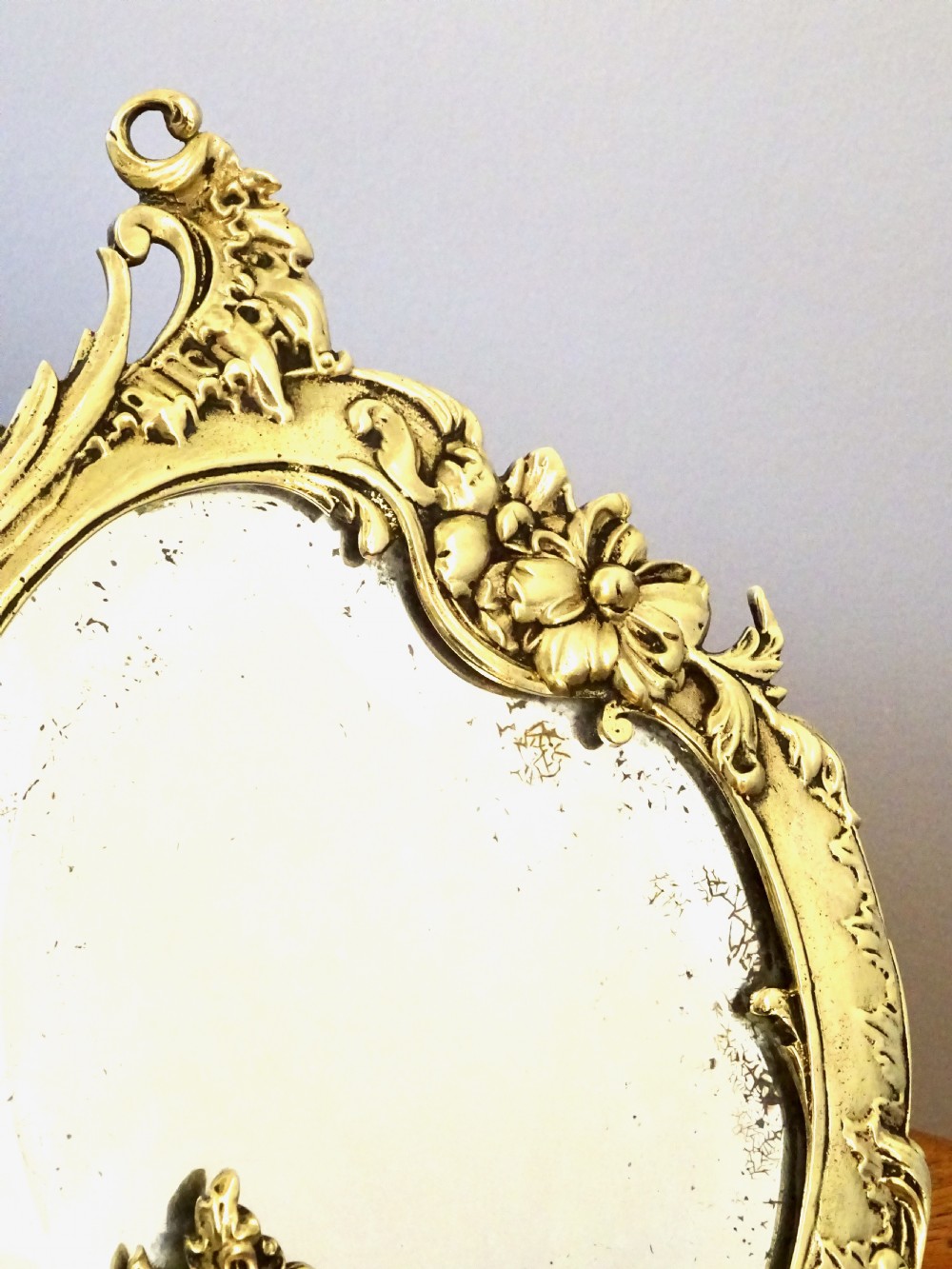 SMALL ORNATE VICTORIAN BRASS DRESSING TABLE MIRROR View VI