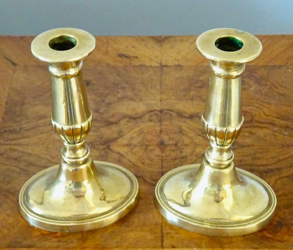 PAIR HEAVY BRASS CANDLESTICKS View III