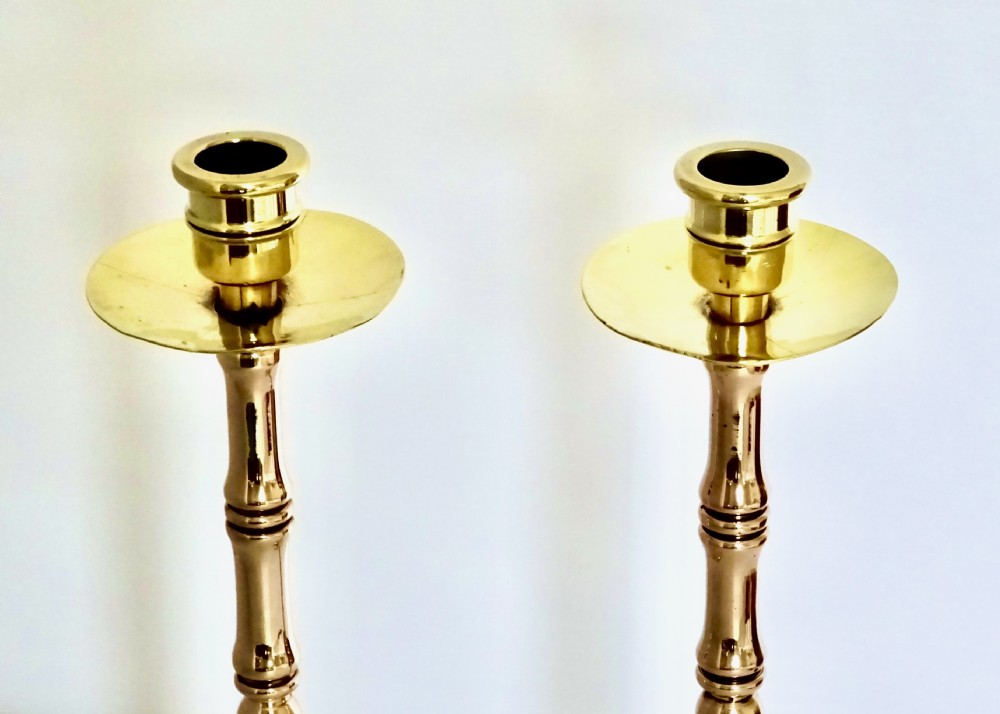 PAIR VICTORIAN BRONZE AND BRASS CANDLESTICKS View III