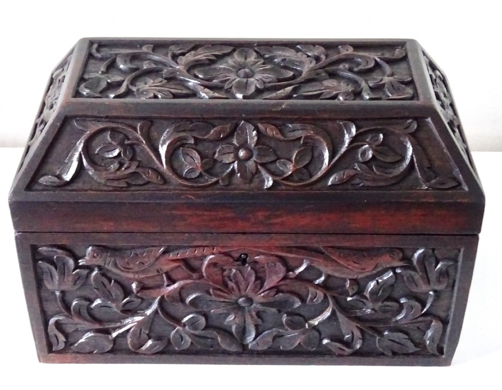 VICTORIAN  TEA CADDY WITH ORIGINAL CANISTERS
