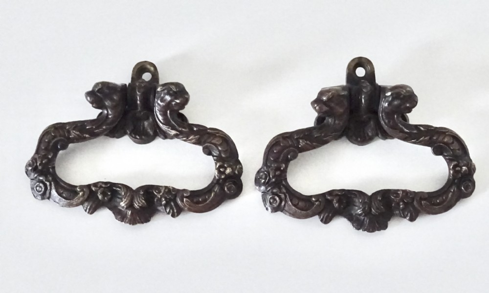 PAIR VICTORIAN BRONZE CABINET HANDLES View V