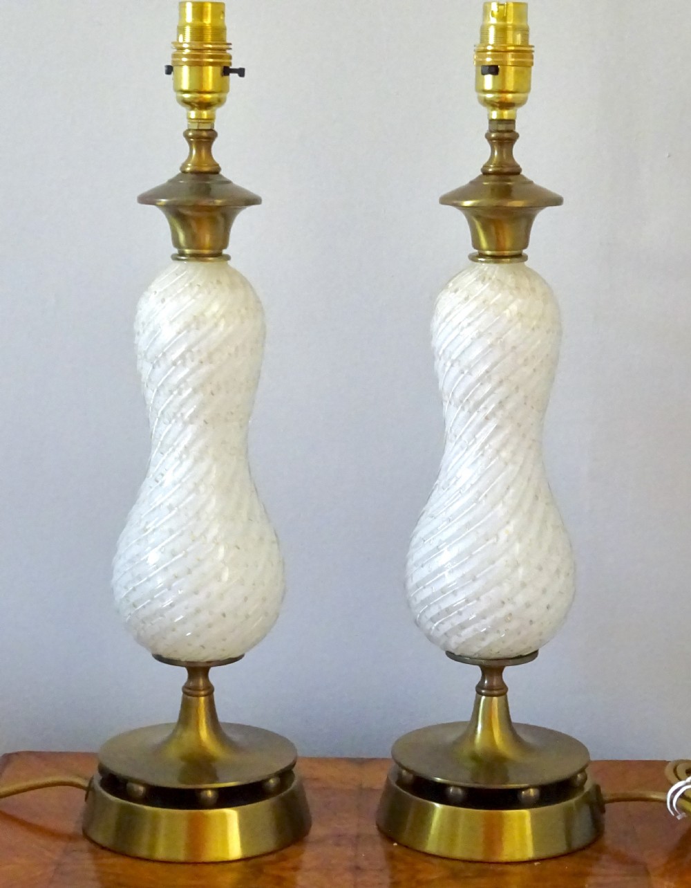 PAIR OF  GLASS AND BRASS LAMPS View V