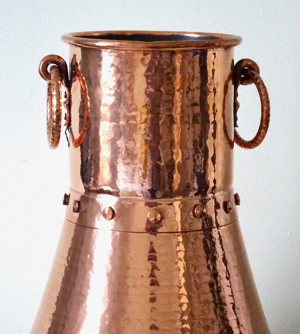 LARGE HANDMADE ARTS & CRAFTS COPPER VASE View VI