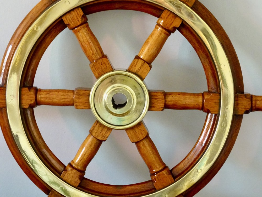 SHIPS WHEEL WITH BRASS BANDING View III