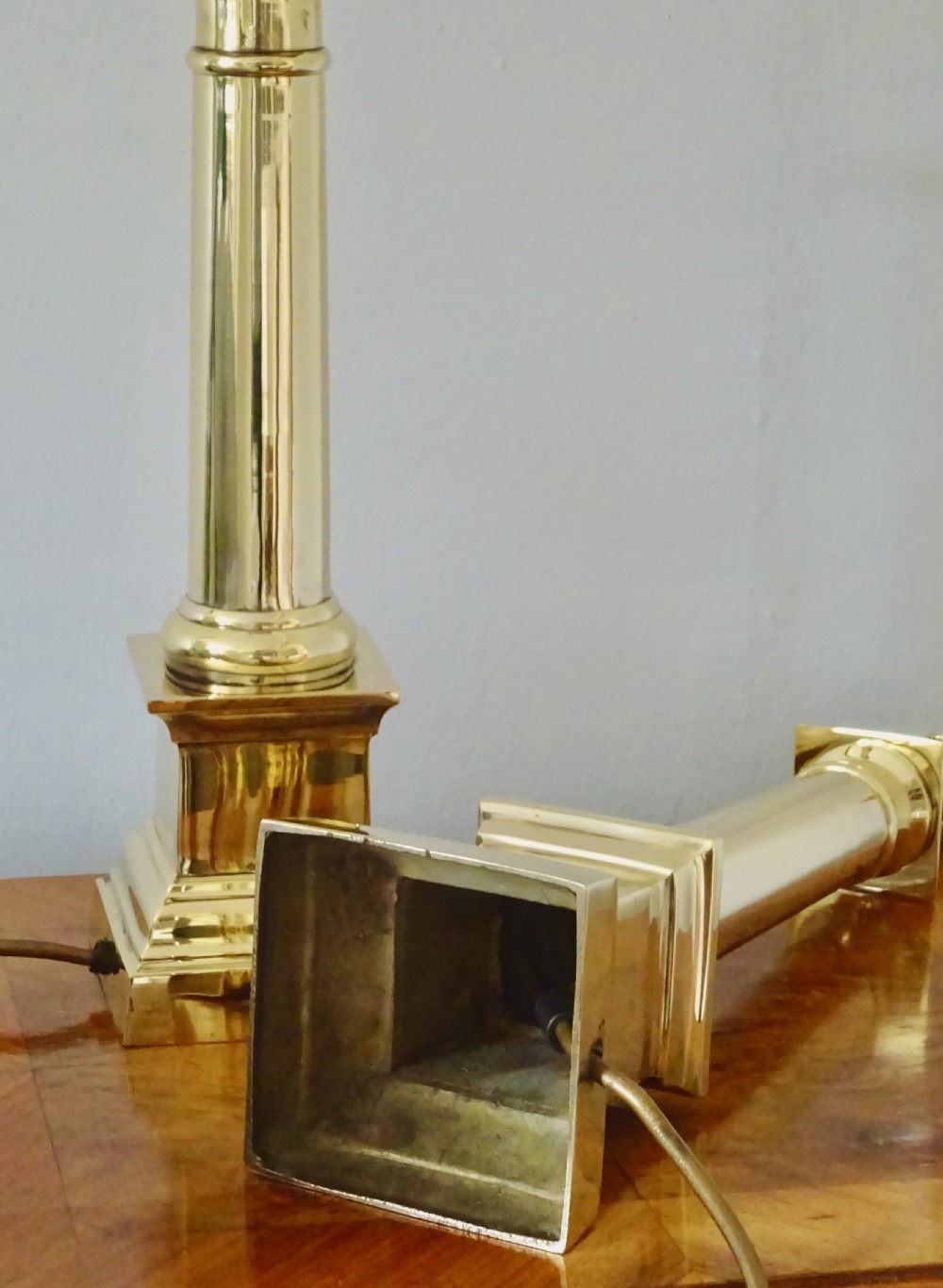 PAIR BRASS COLUMN LAMPS View IV