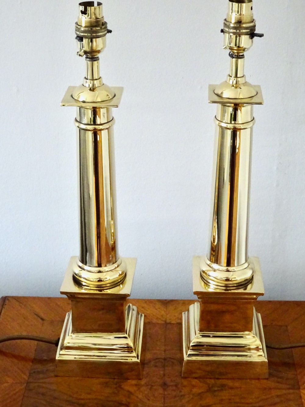 PAIR BRASS COLUMN LAMPS View V