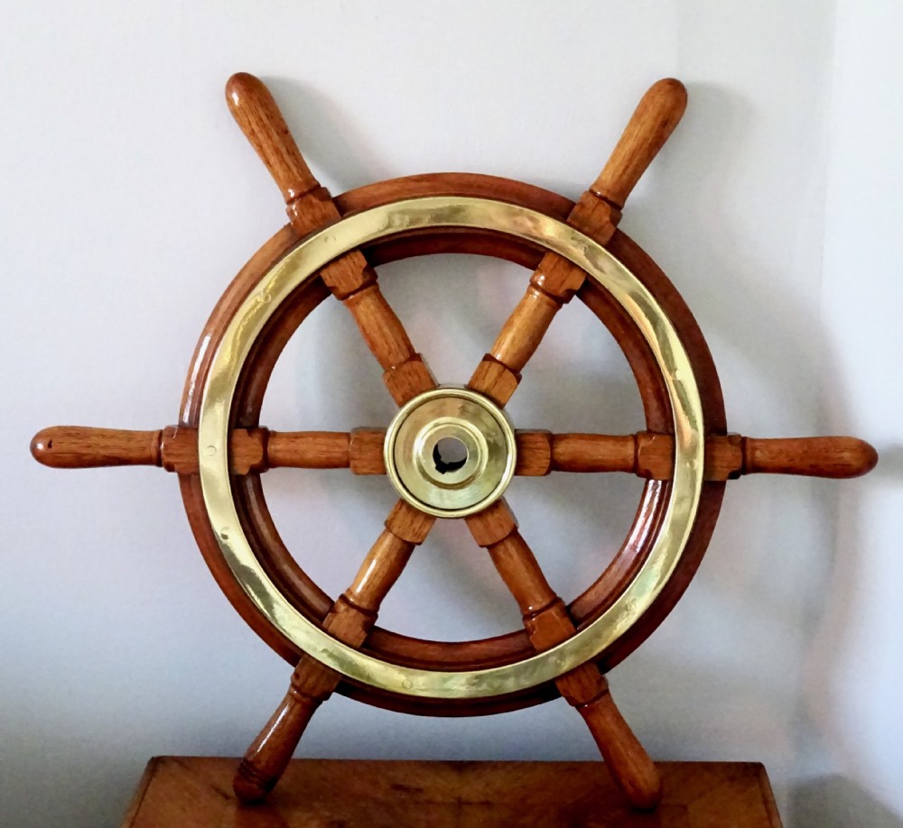 SHIPS WHEEL WITH BRASS BANDING