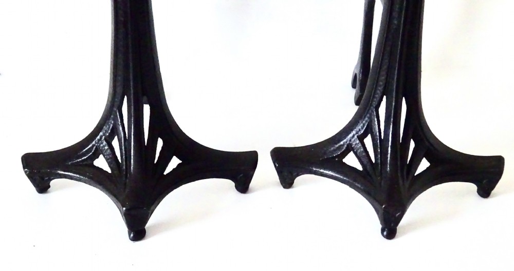 PAIR ARTS AND CRAFTS CAST IRON FIRE DOGS View III