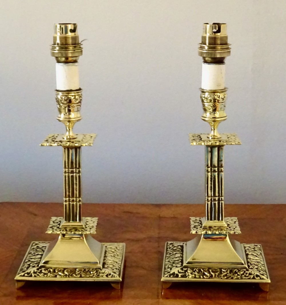 PAIR SMALL BRASS TABLE LAMPS