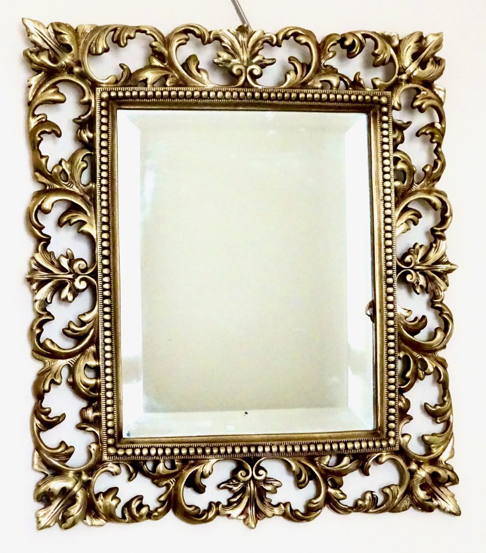 SMALL VICTORIAN BRASS WALL MIRROR