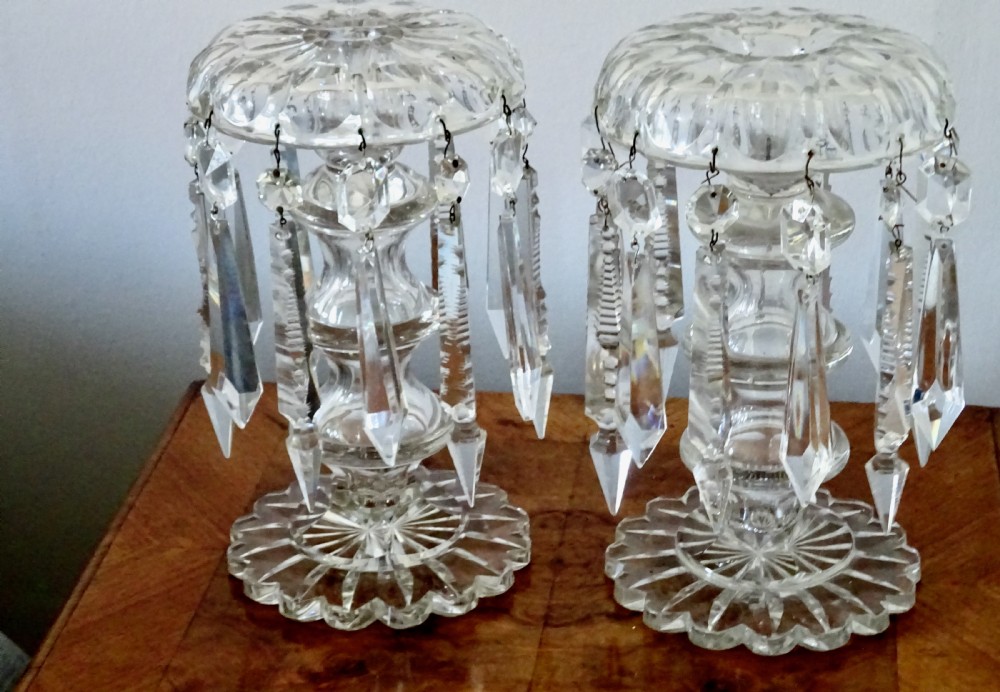 PAIR EDWARDIAN GLASS LUSTRES View VI