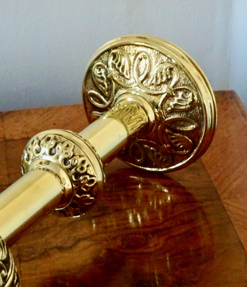 PAIR EARLY 20thC BRASS CANDLESTICKS View IV