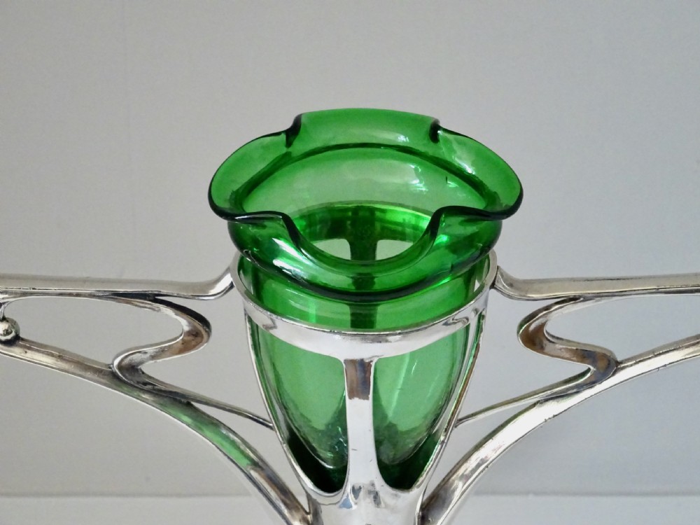 ART NOUVEAU CANDLESTICK  WITH GLASS FLOWER VASE View III