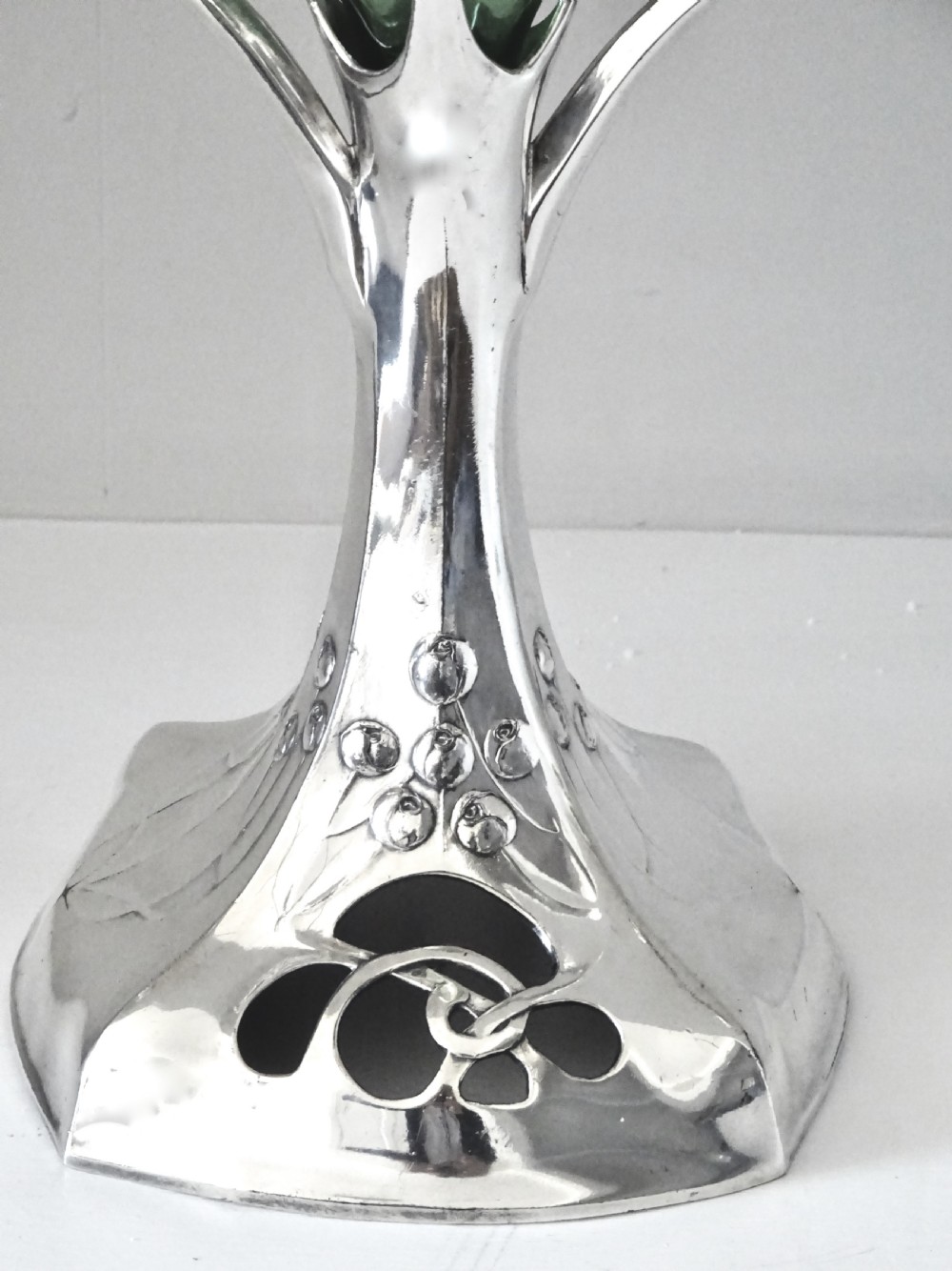 ART NOUVEAU CANDLESTICK  WITH GLASS FLOWER VASE View VI