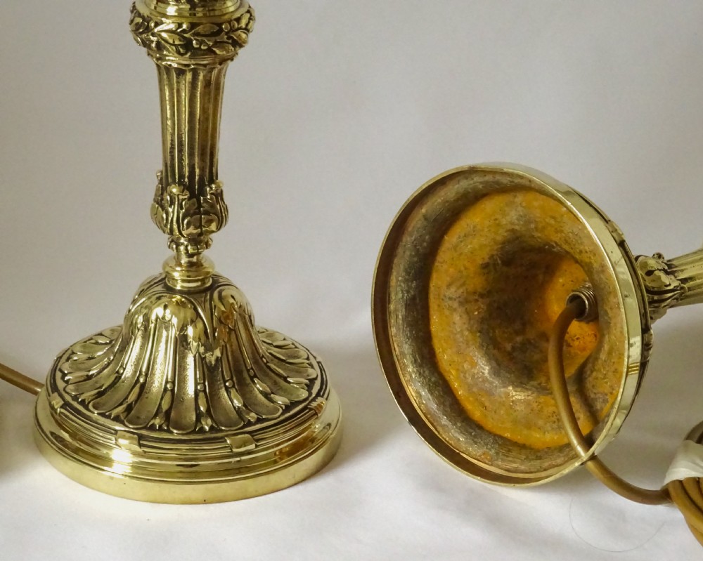 PAIR TALL HEAVY BRASS LAMPS View IV