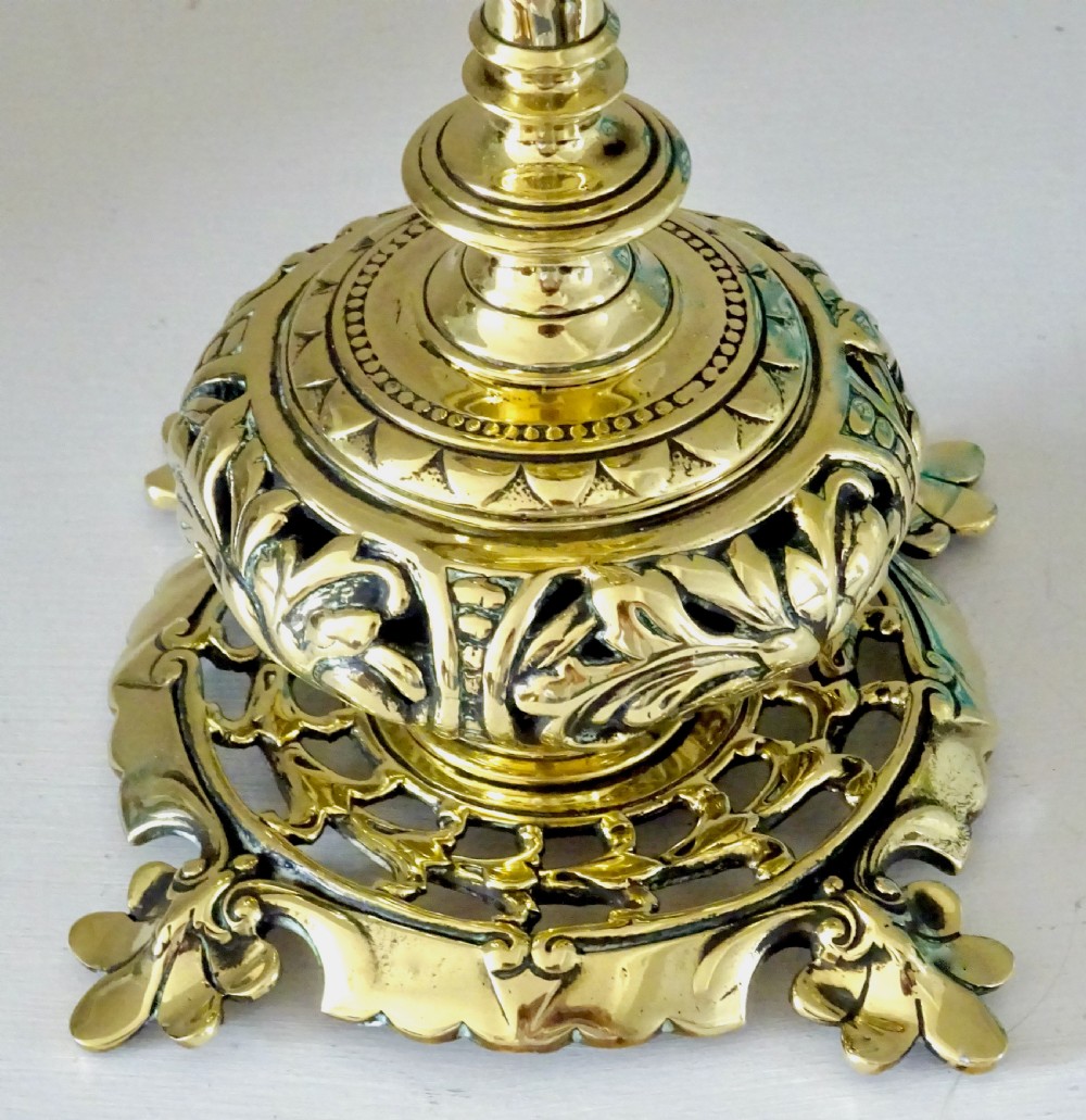 PAIR DECORATIVE VICTORIAN BRASS CANDLESTICKS View IV