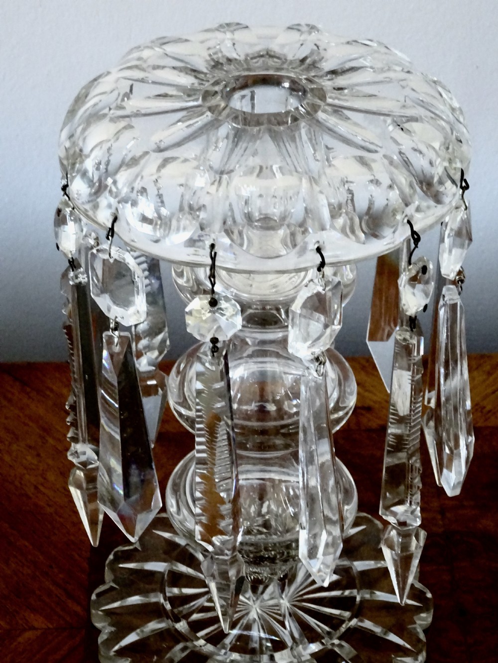 PAIR EDWARDIAN GLASS LUSTRES View II