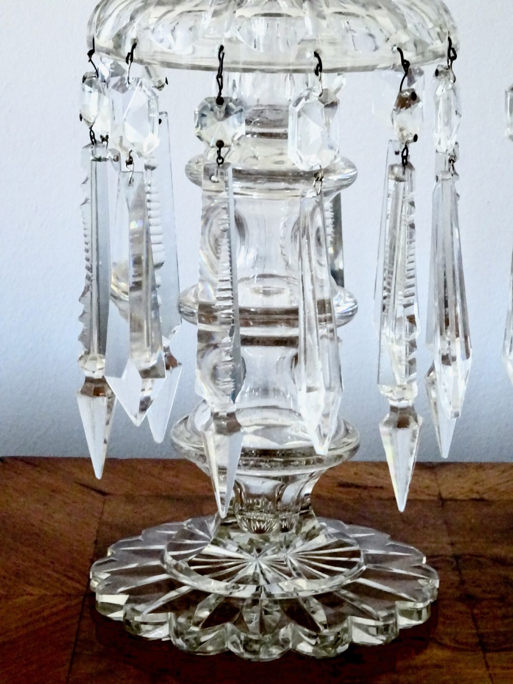 PAIR EDWARDIAN GLASS LUSTRES View IV