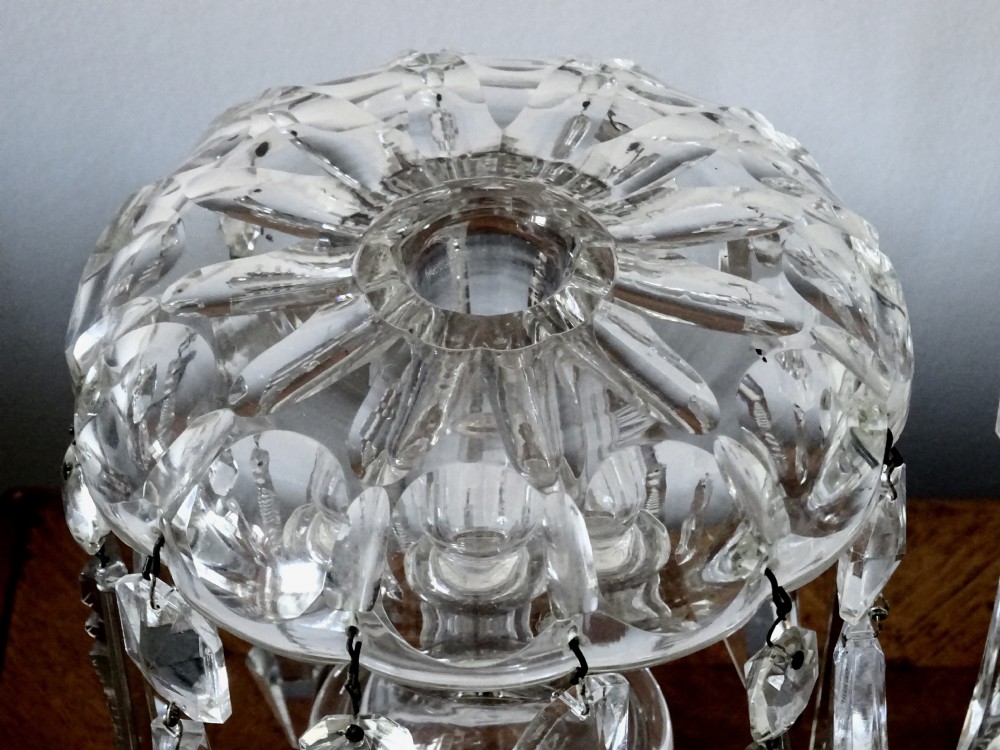 PAIR EDWARDIAN GLASS LUSTRES View V