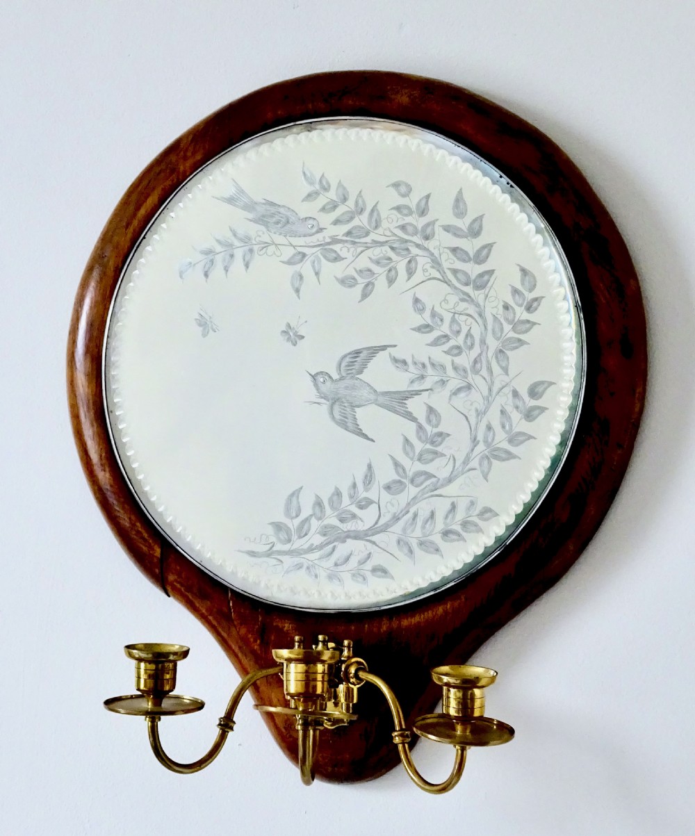 PAIR GIRANDOLES WITH BIRDS AND BUTTERFLIES