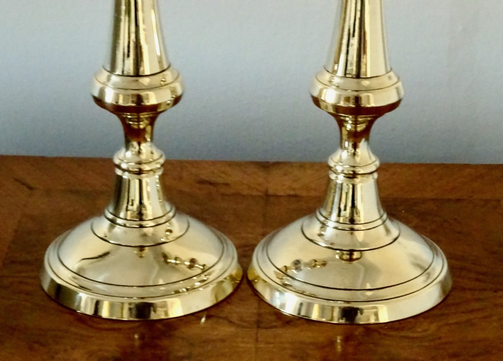 PAIR VICTORIAN BRASS CANDLESTICKS View II