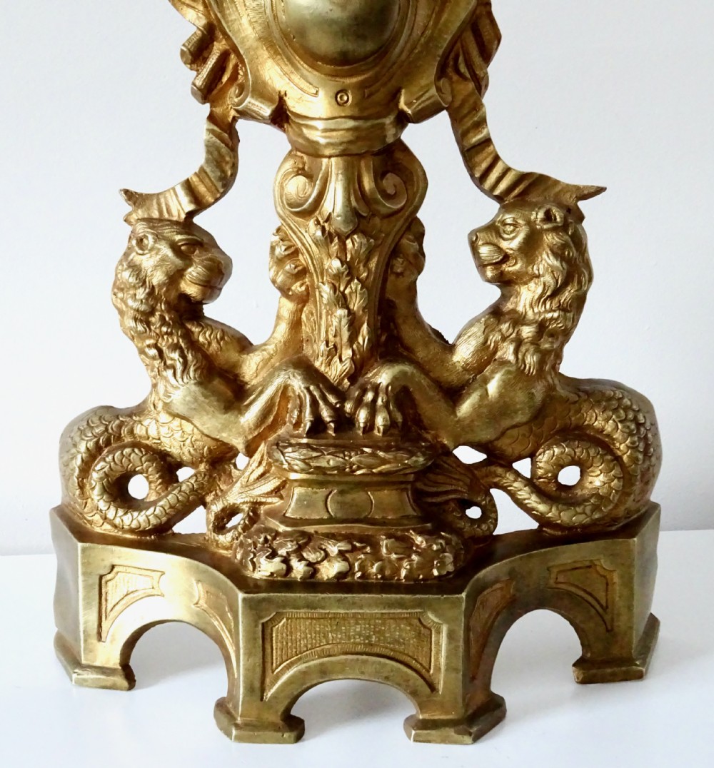 PAIR OF VICTORIAN GILDED  FIRE DOGS  View IV