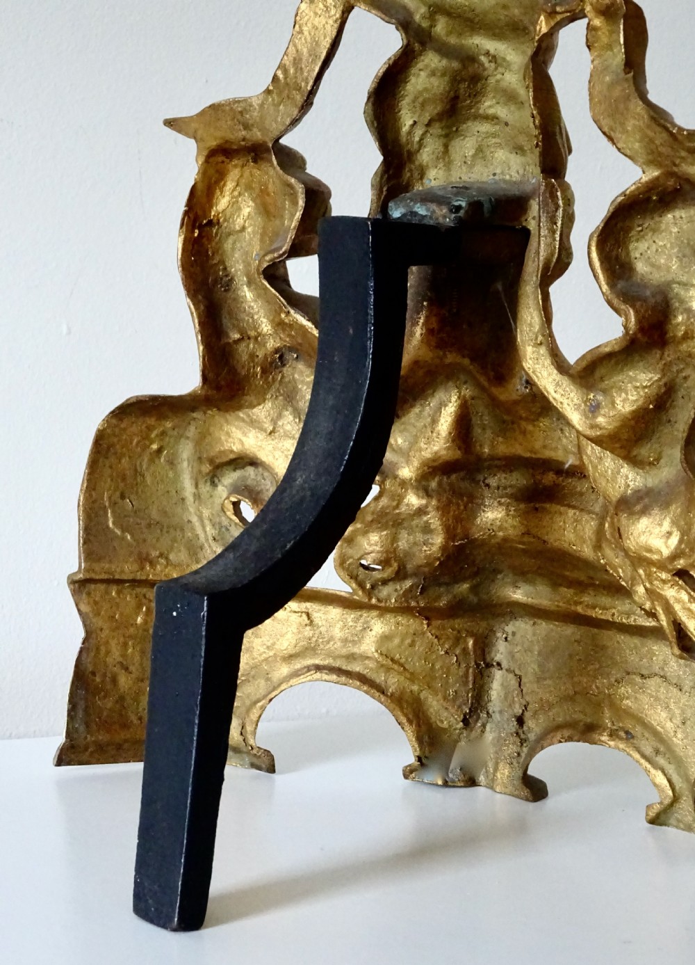 PAIR OF VICTORIAN GILDED  FIRE DOGS  View V