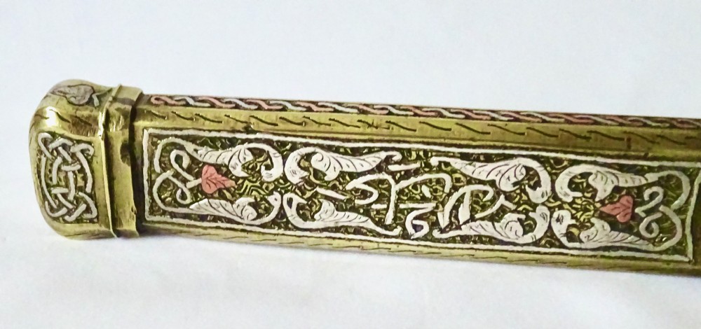 19th C  BRASS, SILVER AND COPPER SCRIBES HOLDER View IV