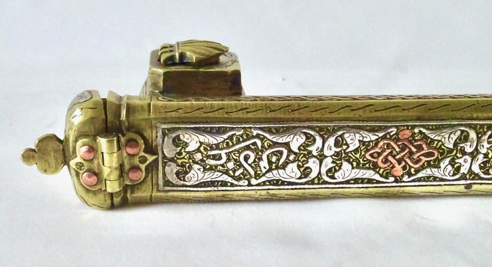 19th C  BRASS, SILVER AND COPPER SCRIBES HOLDER View V
