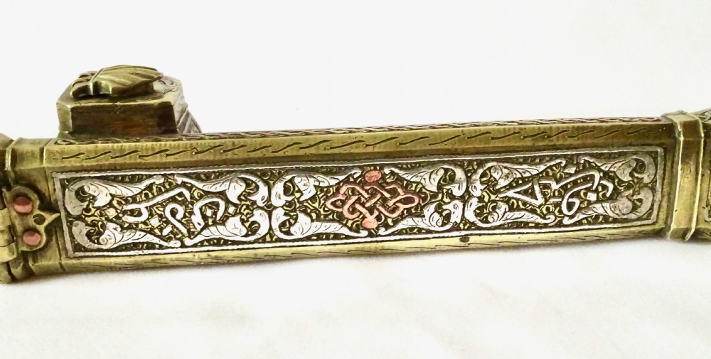 19th C  BRASS, SILVER AND COPPER SCRIBES HOLDER View VI