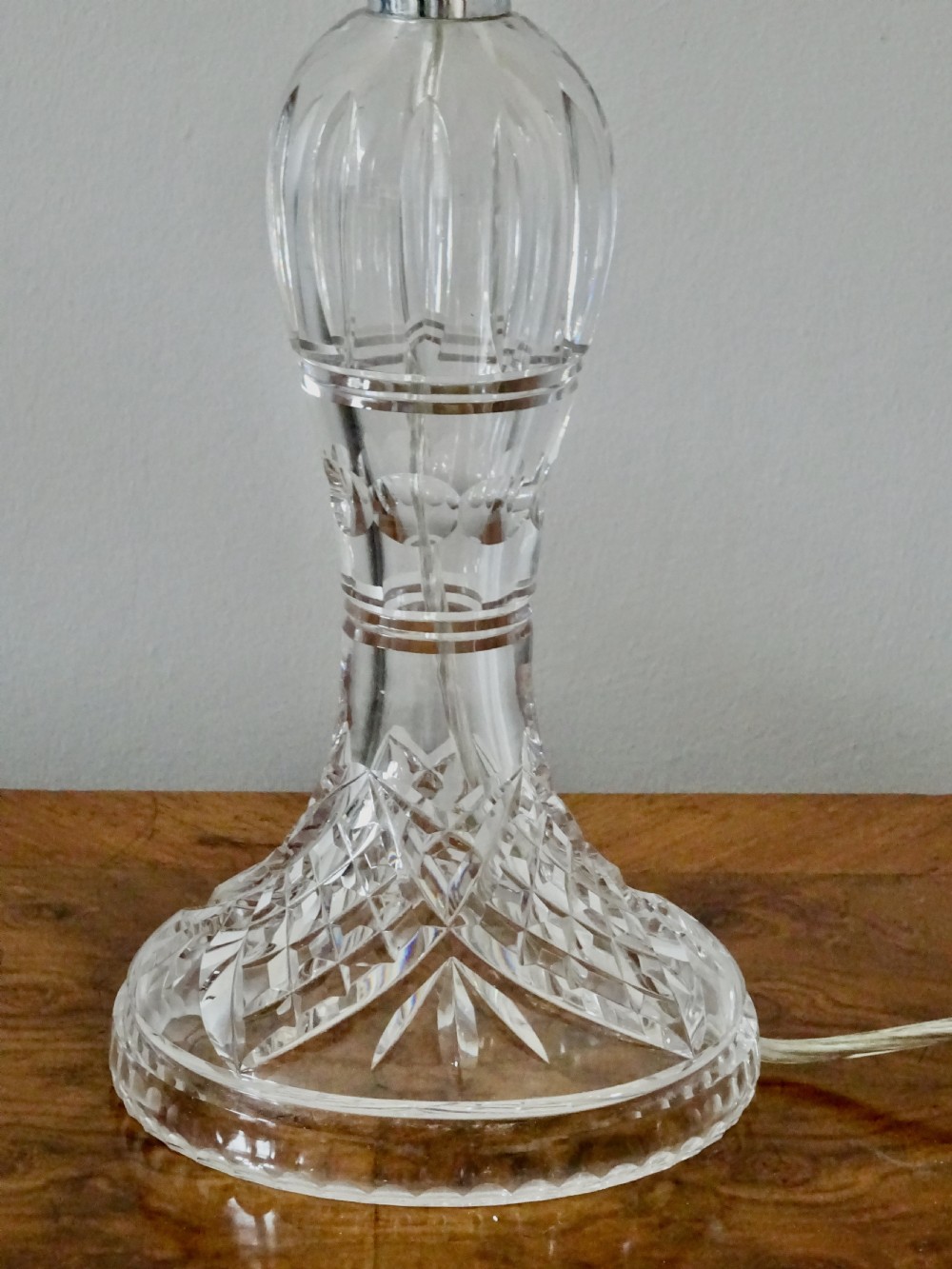 A TALL STUART CRYSTAL GLASS LAMP View II