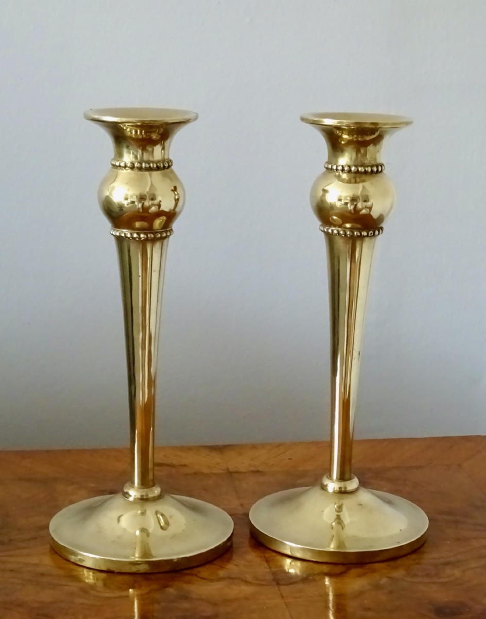 PAIR ART NOUVEAU BRONZE CANDLESTICKS