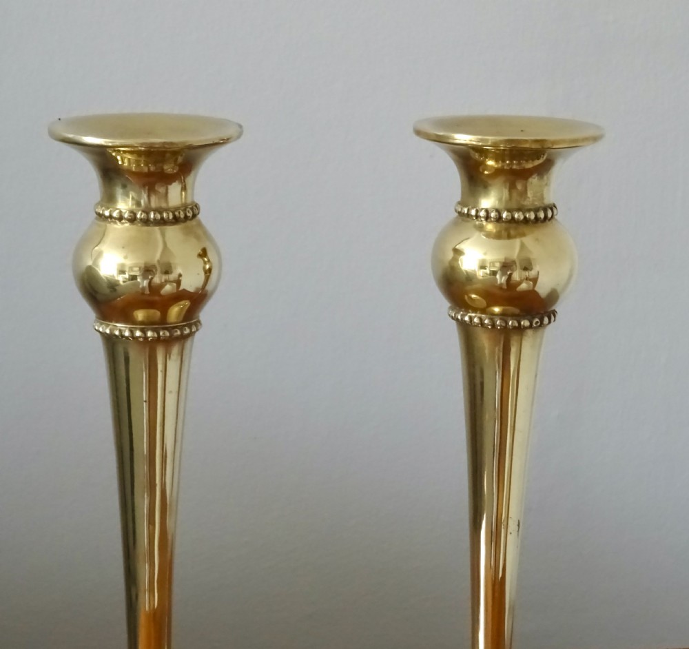PAIR ART NOUVEAU BRONZE CANDLESTICKS View II