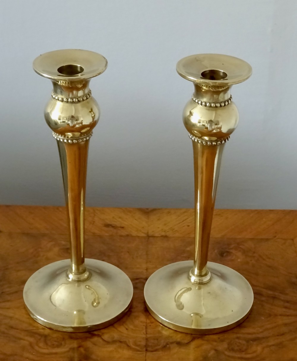 PAIR ART NOUVEAU BRONZE CANDLESTICKS View III