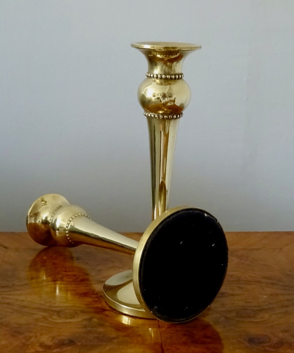 PAIR ART NOUVEAU BRONZE CANDLESTICKS View V