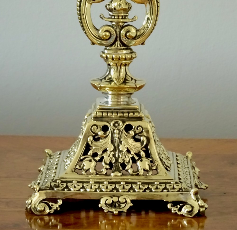 1887 - A BRASS CANDELABRA WITH A PARROT ON THE TOP View VII