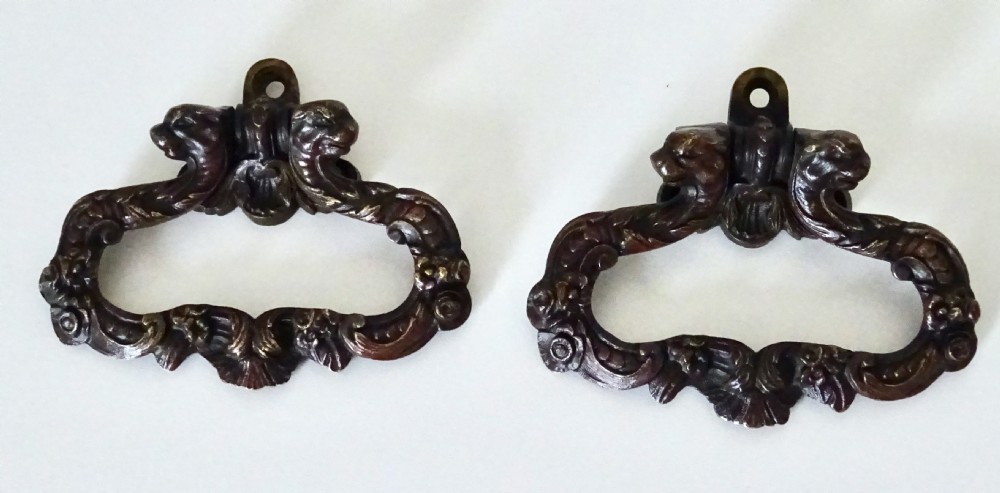 PAIR VICTORIAN BRONZE CABINET HANDLES