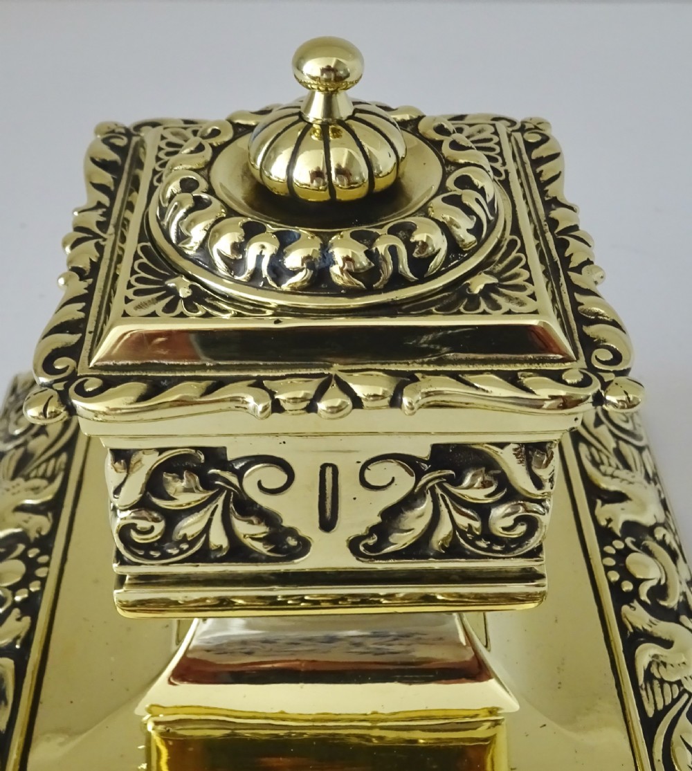 HEAVY AND ORNATE BRASS INK  STAND View VI
