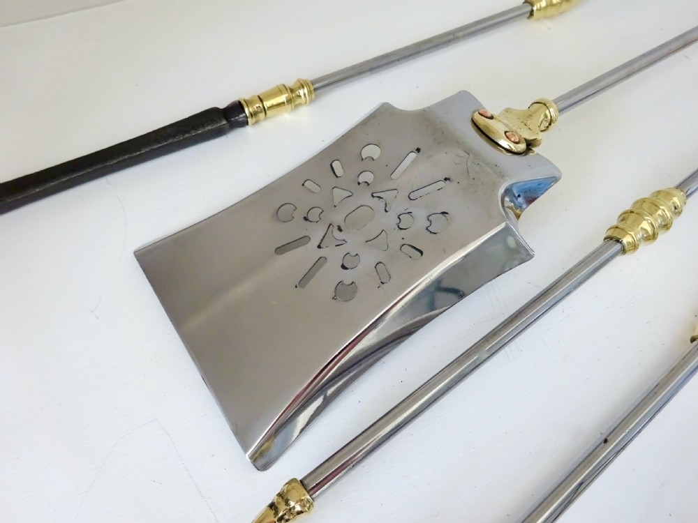 SET OF STEEL AND BRASS FIRE IRONS View IV