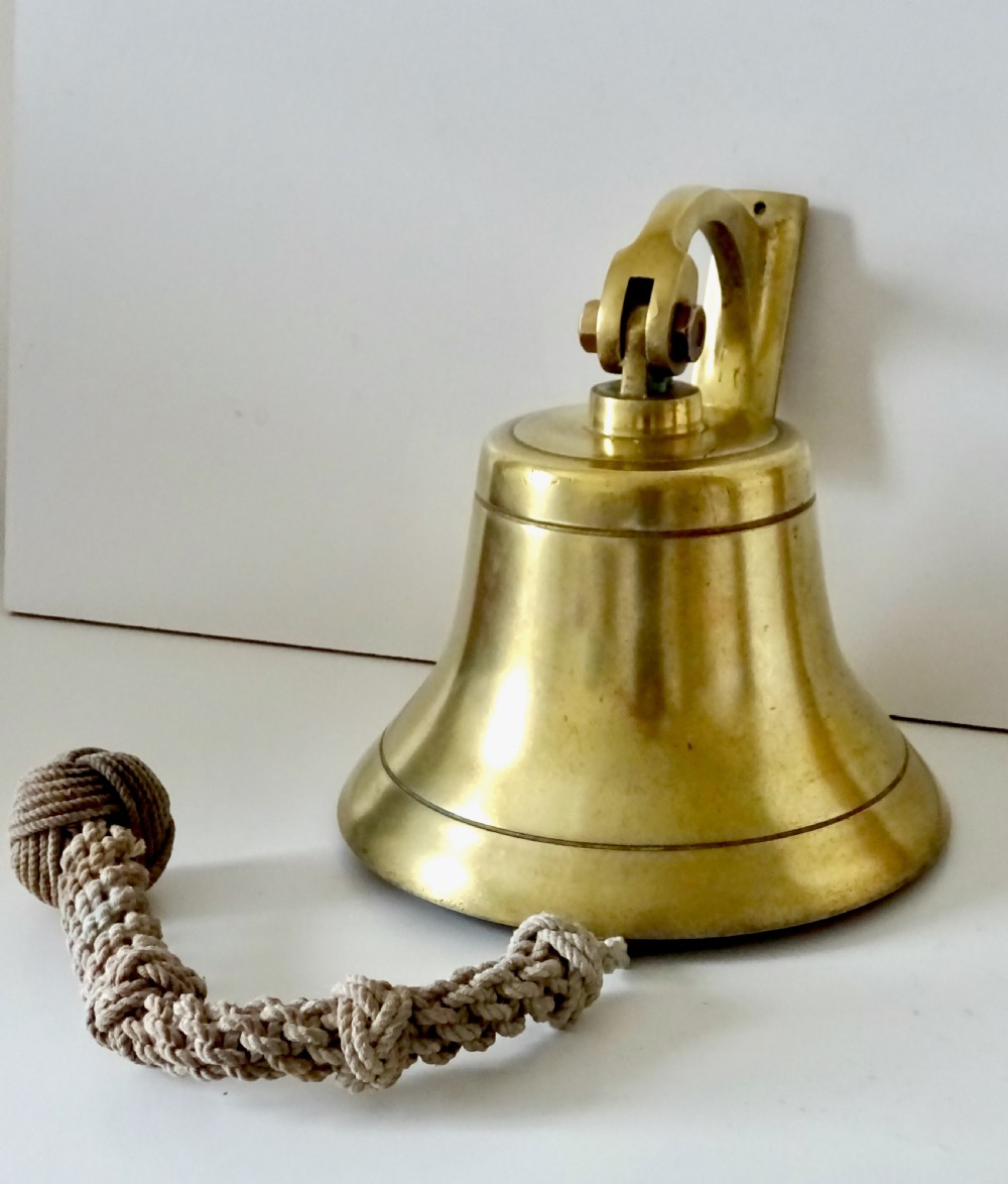 WALL MOUNTED BRASS BELL WITH ORIGINAL CLAPPER AND ROPE
