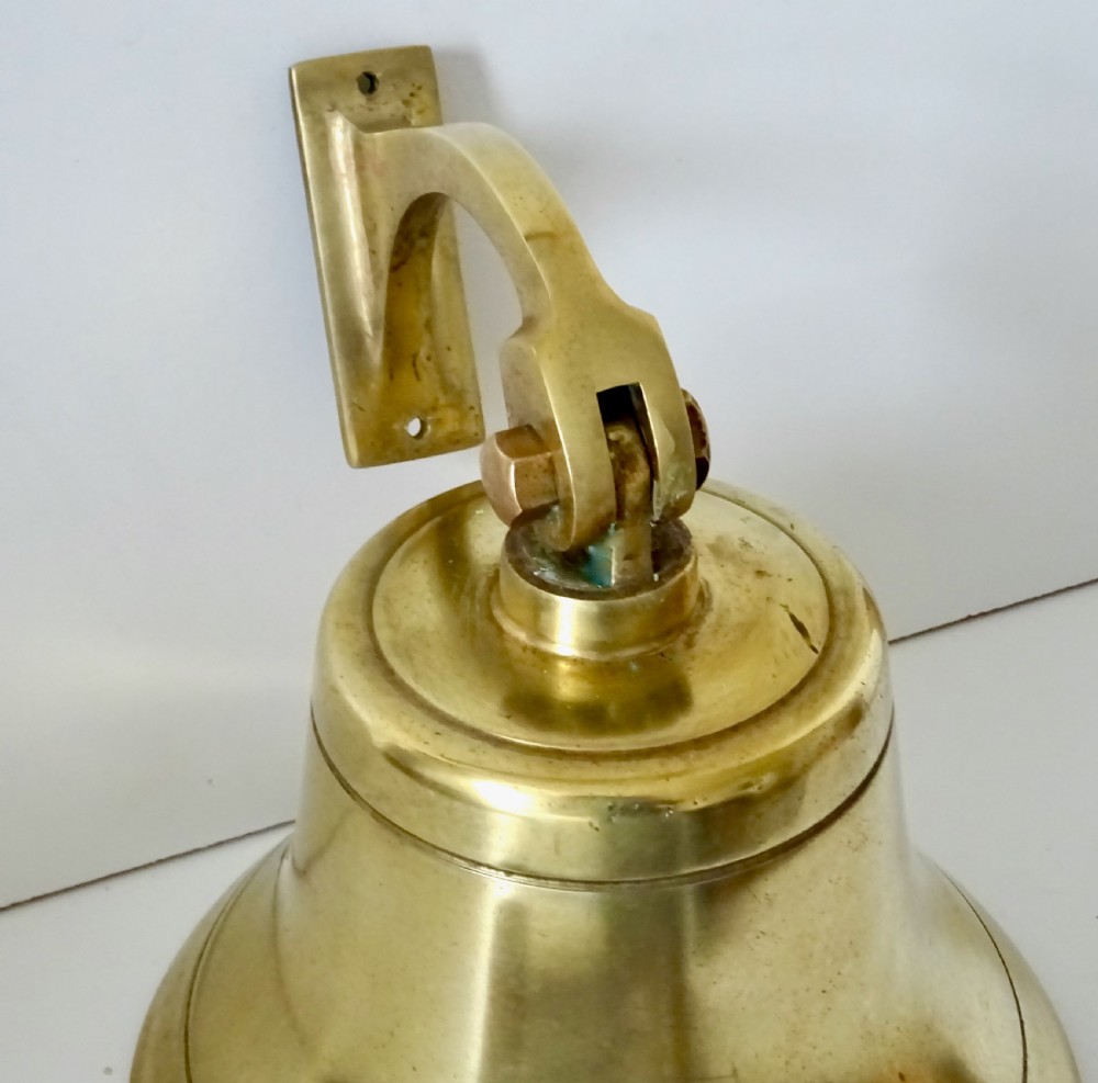 WALL MOUNTED BRASS BELL WITH ORIGINAL CLAPPER AND ROPE View II