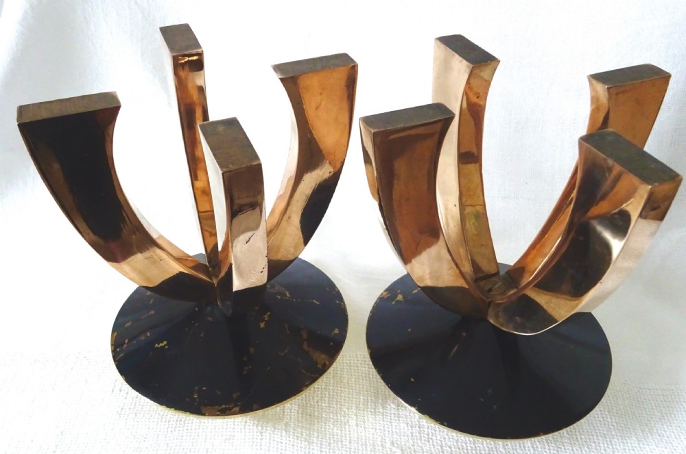 ARTS AND CRAFTS BRONZE AND BRASS CANDLESTICKS View IV