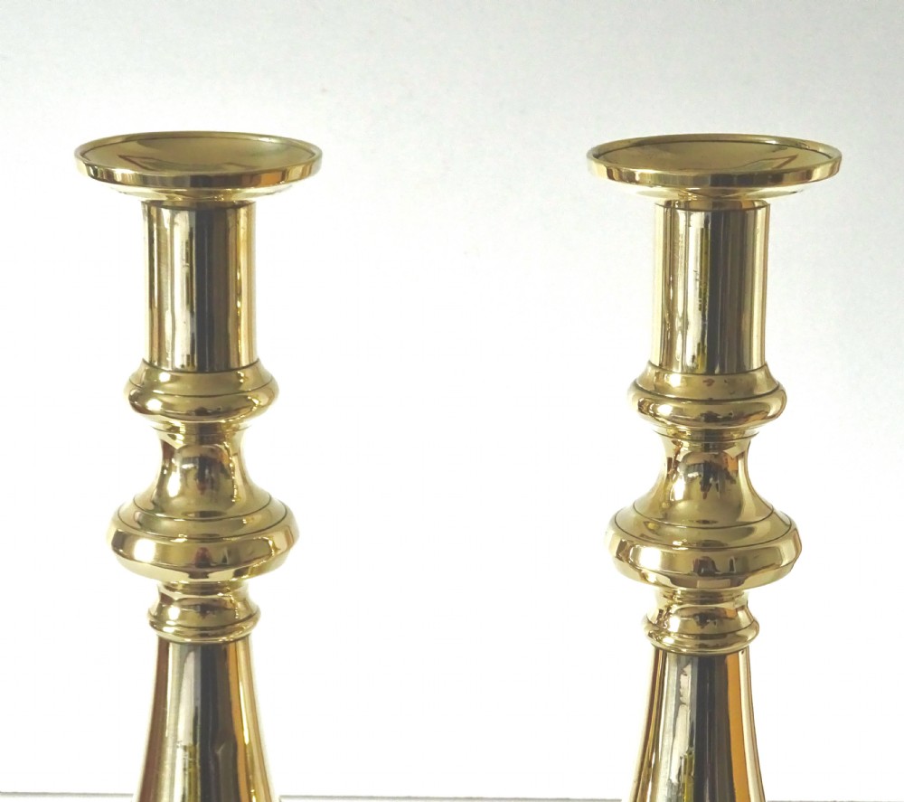 PAIR VICTORIAN BRASS CANDLESTICKS View III