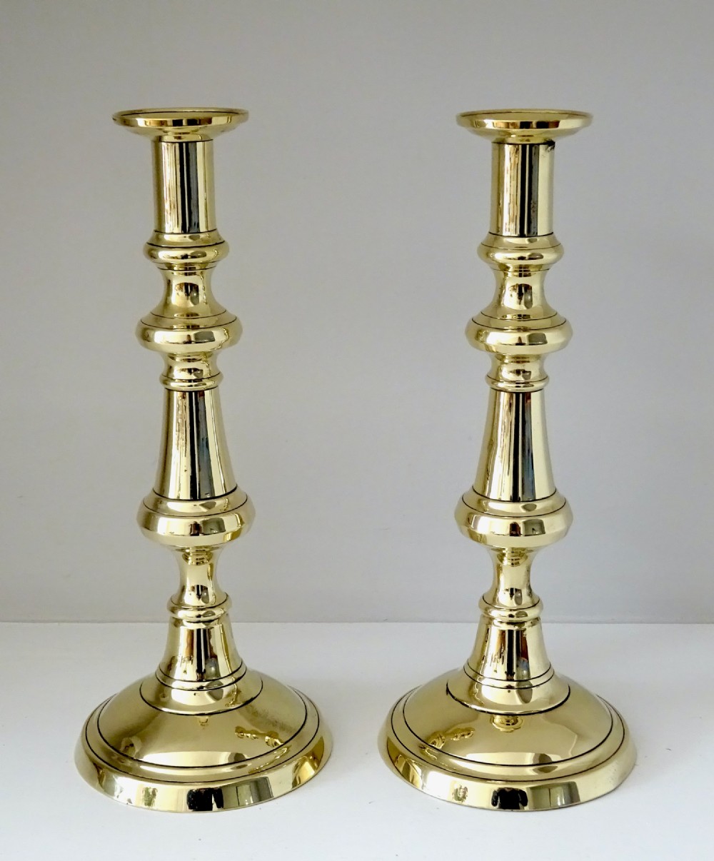 PAIR VICTORIAN BRASS CANDLESTICKS