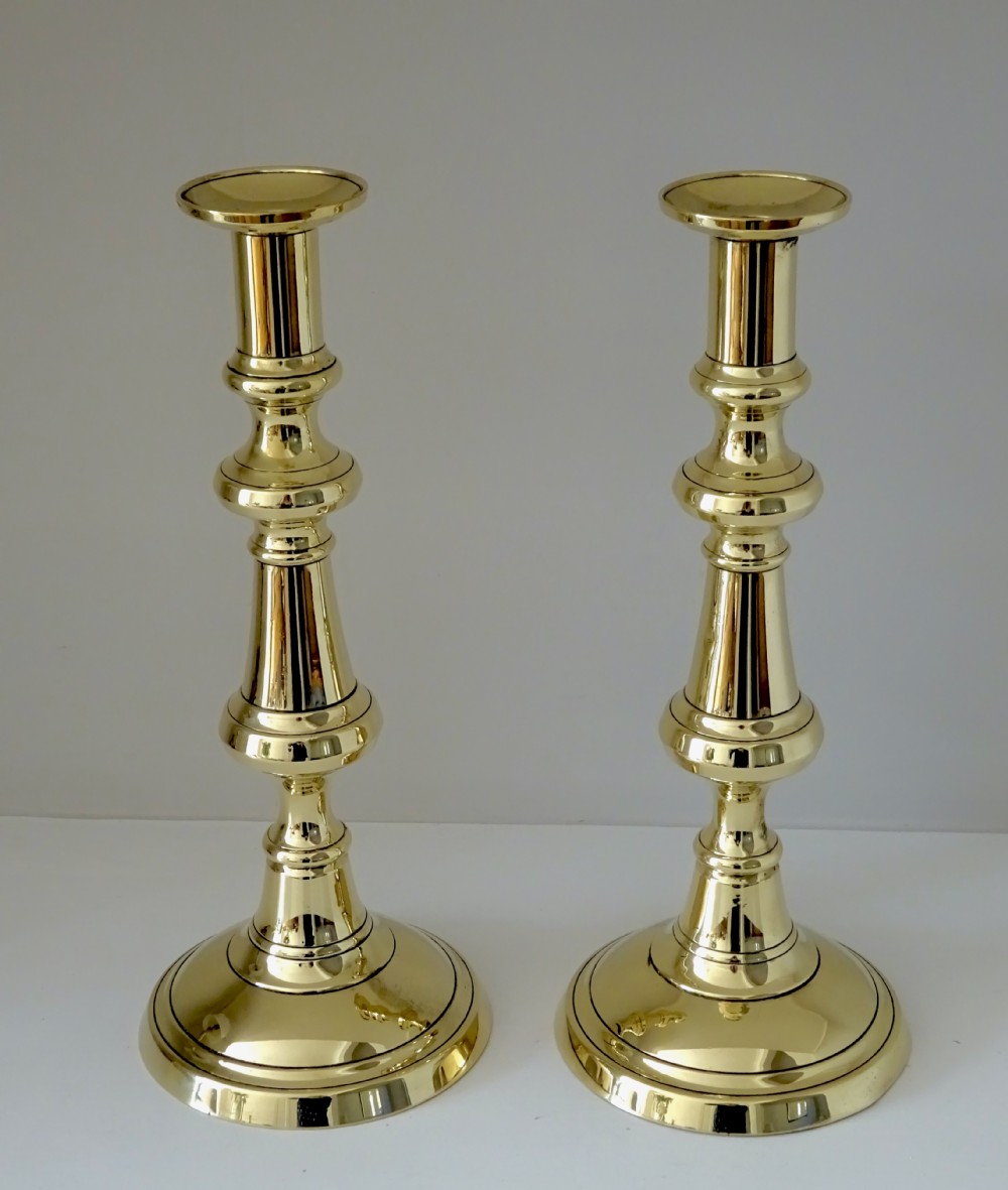 PAIR VICTORIAN BRASS CANDLESTICKS View VI
