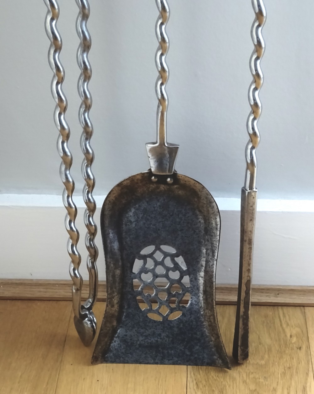 SET OF VICTORIAN STEEL AND BRONZE FIRE IRONS View IV