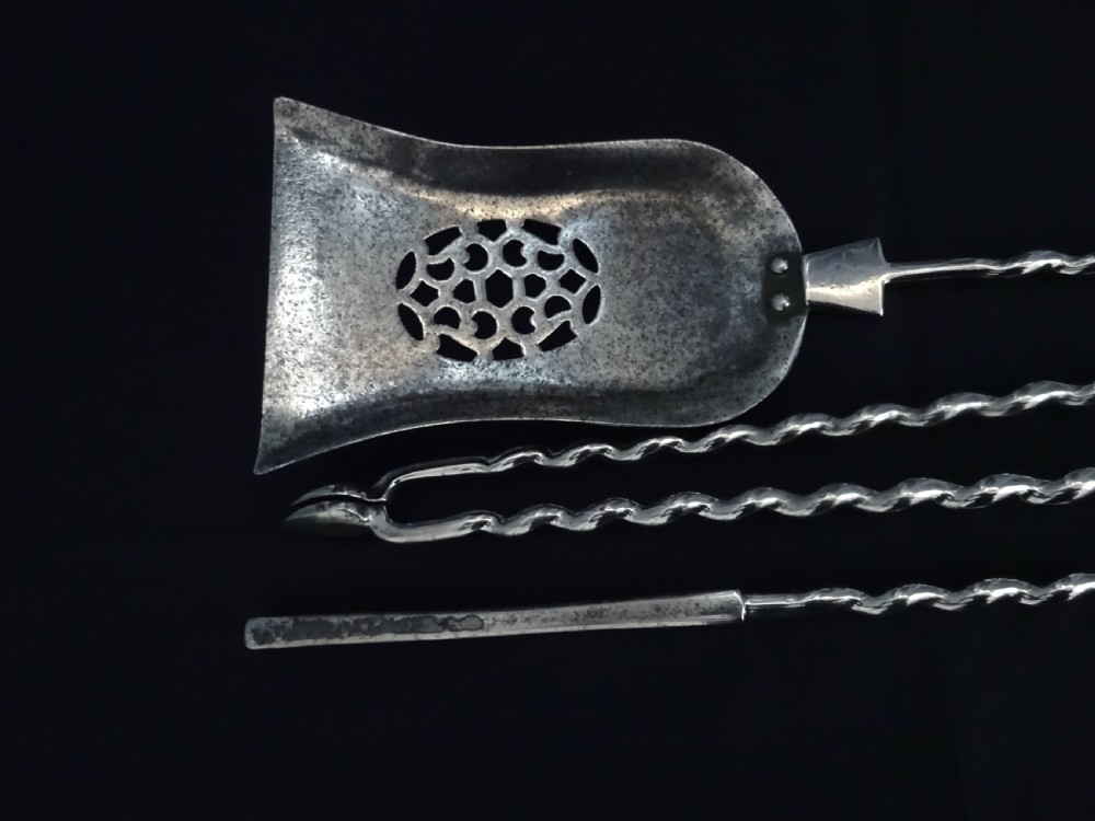 SET OF VICTORIAN STEEL AND BRONZE FIRE IRONS View V