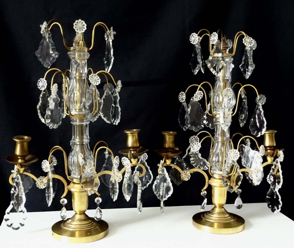 PAIR OF CANDELABRA WITH GLASS DROPS View V
