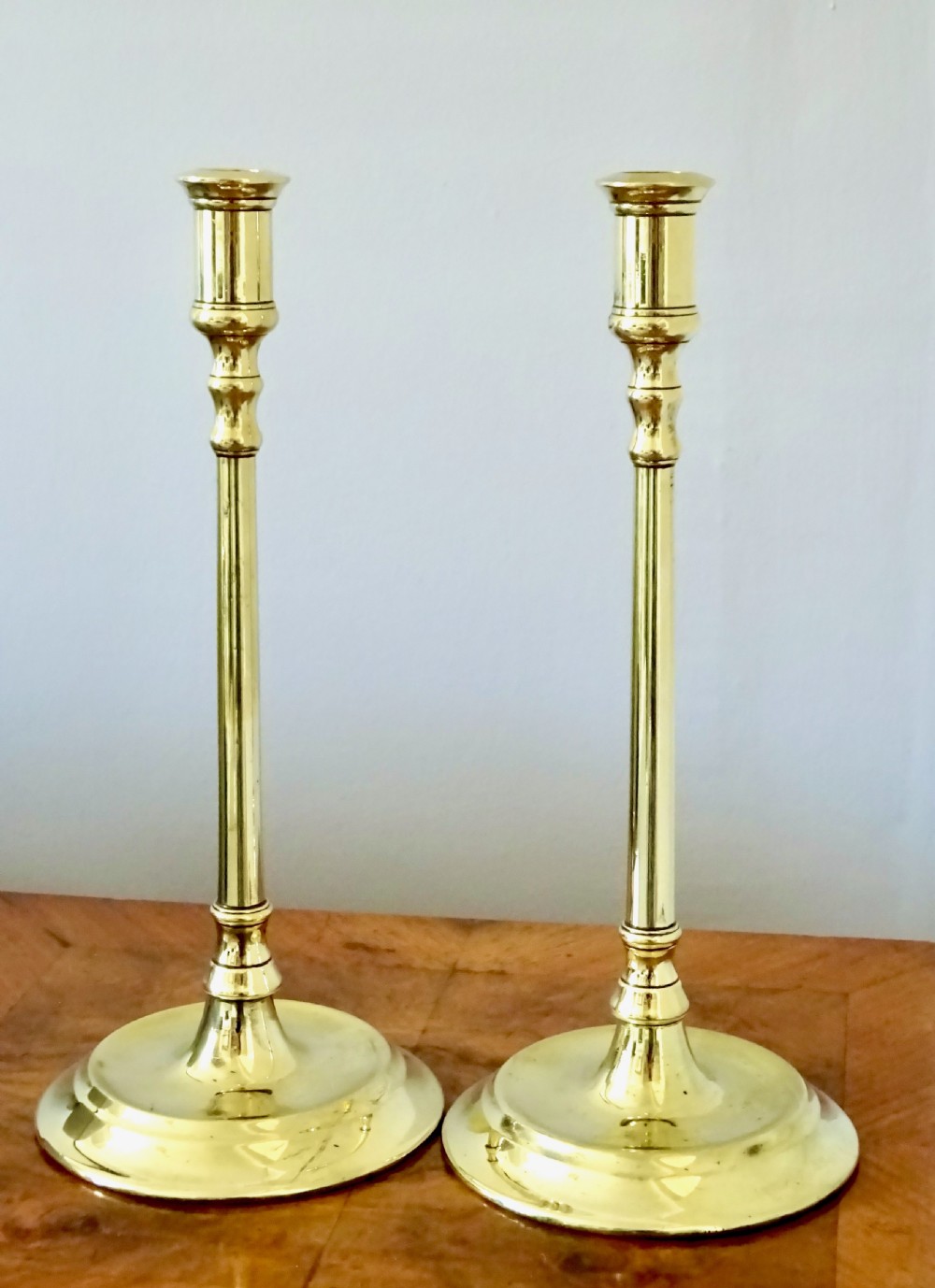 PAIR 19thC BRASS CANDLESTICKS