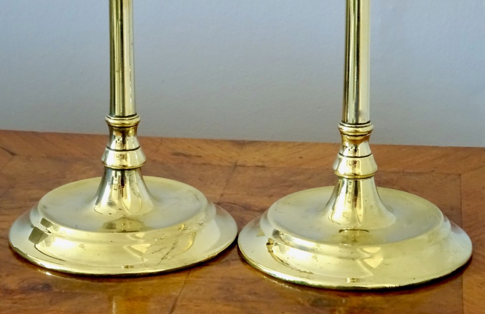 PAIR 19thC BRASS CANDLESTICKS View III